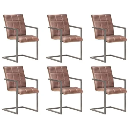 Silla voladiza comedor 6 uds cuero auténtico marrón envejecido de , Sillas de comedor - Ref: Foro24-3067131, Precio: 873,70 €...