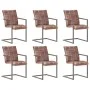 Silla voladiza comedor 6 uds cuero auténtico marrón envejecido de , Sillas de comedor - Ref: Foro24-3067131, Precio: 873,70 €...