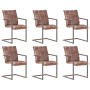 Silla voladiza comedor 6 uds cuero auténtico marrón envejecido de , Sillas de comedor - Ref: Foro24-3067131, Precio: 892,73 €...
