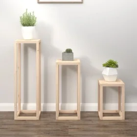 Set de soportes para plantas 3 piezas madera maciza de pino de , Soportes para macetas - Ref: Foro24-822267, Precio: 82,70 €,...
