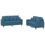 2-teilige Sofagarnitur aus blauem Samt mit Kissen von , Sofas - Ref: Foro24-3201709, Preis: 435,58 €, Rabatt: %