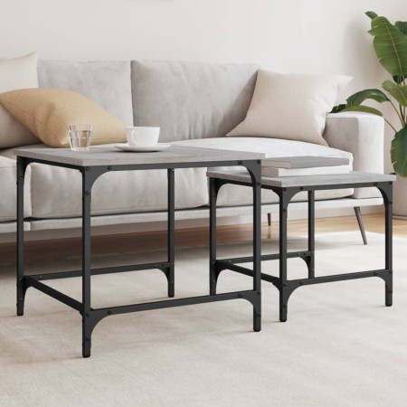 Mesas de centro apilables 2 pzas madera ingeniería gris Sonoma de , Mesas de centro - Ref: Foro24-838921, Precio: 46,05 €, De...