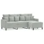 Sofá de 3 plazas con taburete de terciopelo gris claro 180 cm de , Sofás - Ref: Foro24-3201107, Precio: 297,15 €, Descuento: %