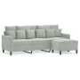 Sofá de 3 plazas con taburete de terciopelo gris claro 180 cm de , Sofás - Ref: Foro24-3201107, Precio: 282,79 €, Descuento: %