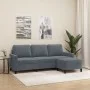 Sofá de 3 plazas con taburete de terciopelo gris oscuro 180 cm de , Sofás - Ref: Foro24-3201056, Precio: 350,28 €, Descuento: %