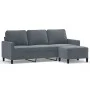 Sofá de 3 plazas con taburete de terciopelo gris oscuro 180 cm de , Sofás - Ref: Foro24-3201056, Precio: 350,28 €, Descuento: %