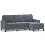 Sofá de 3 plazas con taburete de terciopelo gris oscuro 180 cm de , Sofás - Ref: Foro24-3201056, Precio: 342,32 €, Descuento: %
