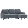 Sofá de 3 plazas con taburete de terciopelo gris oscuro 180 cm de , Sofás - Ref: Foro24-3201056, Precio: 350,28 €, Descuento: %
