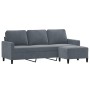 Sofá de 3 plazas con taburete de terciopelo gris oscuro 180 cm de , Sofás - Ref: Foro24-3201056, Precio: 342,32 €, Descuento: %