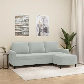 3-seater sofa with light gray velvet stool 180 cm by , Sofas - Ref: Foro24-3201055, Price: 342,38 €, Discount: %