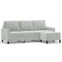Sofá de 3 plazas con taburete de terciopelo gris claro 180 cm de , Sofás - Ref: Foro24-3201055, Precio: 342,38 €, Descuento: %