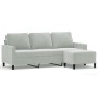 Sofá de 3 plazas con taburete de terciopelo gris claro 180 cm de , Sofás - Ref: Foro24-3201055, Precio: 353,10 €, Descuento: %