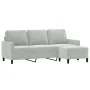 Sofá de 3 plazas con taburete de terciopelo gris claro 180 cm de , Sofás - Ref: Foro24-3201055, Precio: 342,38 €, Descuento: %