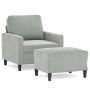 Sillón con taburete terciopelo gris claro 60 cm de , Sofás - Ref: Foro24-3201045, Precio: 175,86 €, Descuento: %
