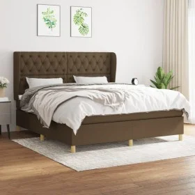 Box spring bed with dark brown fabric mattress 160x200 cm by , Beds and slatted bases - Ref: Foro24-3128776, Price: 594,32 €,...
