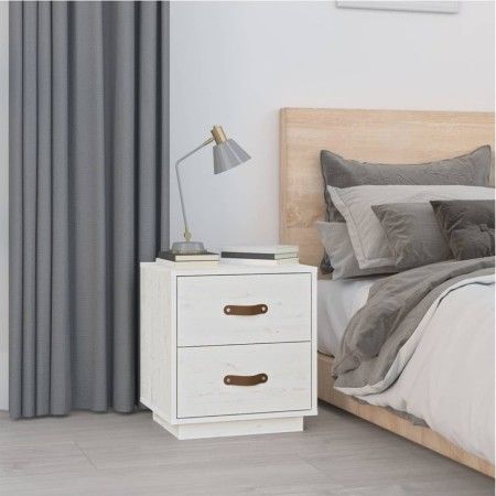 Mesita de noche madera maciza de pino blanco 40x34x45 cm de vidaXL, Mesitas de noche - Ref: Foro24-818327, Precio: 48,93 €, D...