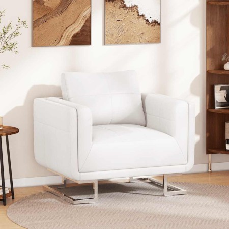 Sillón con patas cromadas cuero sintético blanco en Sillones | Comprar online en Foru.es