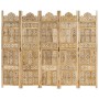 Biombo 5 paneles tallado a mano madera maciza mango 200x165 cm de , Divisores de ambientes - Ref: Foro24-285317, Precio: 318,...