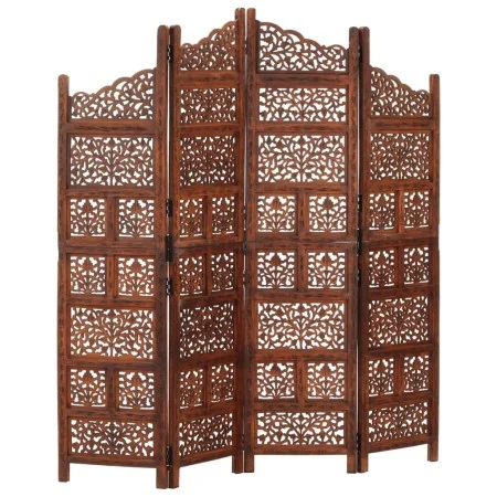 Biombo 4 paneles tallado a mano madera mango marrón 160x165 cm de , Divisores de ambientes - Ref: Foro24-285329, Precio: 273,...