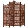 Biombo 4 paneles tallado a mano madera mango marrón 160x165 cm de , Divisores de ambientes - Ref: Foro24-285329, Precio: 273,...