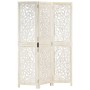 Biombo 3 paneles tallado a mano madera mango blanco 120x165 cm de , Divisores de ambientes - Ref: Foro24-285336, Precio: 196,...