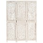 Biombo 3 paneles tallado a mano madera mango blanco 120x165 cm de , Divisores de ambientes - Ref: Foro24-285336, Precio: 196,...