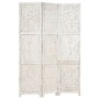 Biombo 3 paneles tallado a mano madera mango blanco 120x165 cm de , Divisores de ambientes - Ref: Foro24-285336, Precio: 196,...