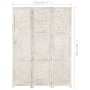 Biombo 3 paneles tallado a mano madera mango blanco 120x165 cm de , Divisores de ambientes - Ref: Foro24-285336, Precio: 196,...
