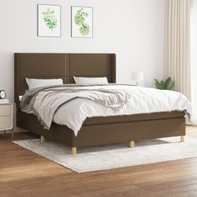 Cama box spring con colchón tela marrón oscuro 160x200 cm de , Camas y somieres - Ref: Foro24-3131924, Precio: 509,39 €, Desc...