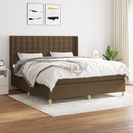 Cama box spring con colchón tela marrón oscuro 160x200 cm de , Camas y somieres - Ref: Foro24-3132324, Precio: 530,69 €, Desc...