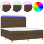 Cama box spring colchón luces LED tela marrón oscuro 160x200cm de , Camas y somieres - Ref: Foro24-3135528, Precio: 515,19 €,...
