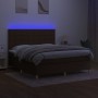 Cama box spring colchón luces LED tela marrón oscuro 160x200cm de , Camas y somieres - Ref: Foro24-3135528, Precio: 515,19 €,...