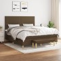Cama box spring con colchón tela marrón oscuro 160x200 cm de , Camas y somieres - Ref: Foro24-3137248, Precio: 546,67 €, Desc...