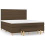 Cama box spring con colchón tela marrón oscuro 160x200 cm de , Camas y somieres - Ref: Foro24-3137248, Precio: 546,67 €, Desc...