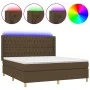 Box spring bed mattress LED lights dark brown fabric 160x200cm by , Beds and slatted bases - Ref: Foro24-3139128, Price: 593,...