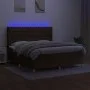 Box spring bed mattress LED lights dark brown fabric 160x200cm by , Beds and slatted bases - Ref: Foro24-3139128, Price: 593,...