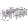 Set comedor jardín 9 pzas y cojines ratán sintético gris en Conjuntos de jardín | Comprar online en Foru.es