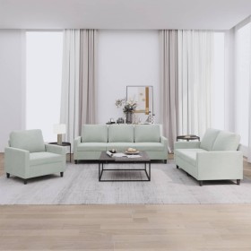 Juego de sofás con cojines 3 piezas terciopelo gris claro de , Sofás - Ref: Foro24-3201476, Precio: 598,67 €, Descuento: %