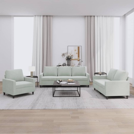 Juego de sofás con cojines 3 piezas terciopelo gris claro de , Sofás - Ref: Foro24-3201476, Precio: 598,67 €, Descuento: %