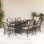 Set de comedor de jardín 7 pzas y cojines ratán sintético negro en Conjuntos de jardín | Comprar online en Foru.es