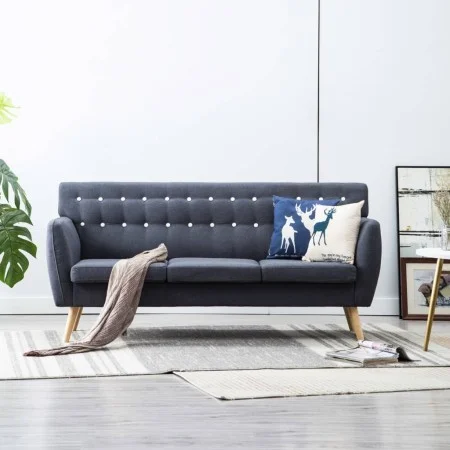Sofá de 3 plazas tapizado de tela gris oscuro 172x70x82 cm by vidaXL, Sofas - Ref: Foro24-247125, Price: 454,92 €, Discount: %