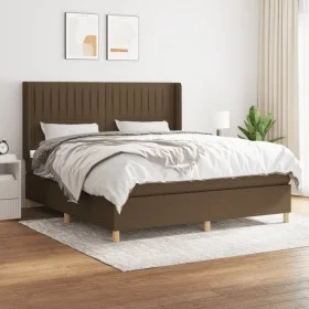 Cama box spring con colchón tela marrón oscuro 160x200 cm de , Camas y somieres - Ref: Foro24-3132164, Precio: 537,34 €, Desc...