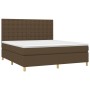 Cama box spring colchón luces LED tela marrón oscuro 160x200cm de , Camas y somieres - Ref: Foro24-3135768, Precio: 522,97 €,...
