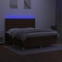 Cama box spring colchón luces LED tela marrón oscuro 160x200cm de , Camas y somieres - Ref: Foro24-3135768, Precio: 522,97 €,...