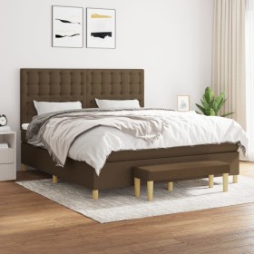 Cama box spring con colchón tela marrón oscuro 160x200 cm de , Camas y somieres - Ref: Foro24-3137488, Precio: 554,47 €, Desc...