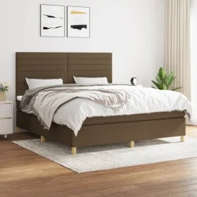 Box spring bed with dark brown fabric mattress 160x200 cm by , Beds and slatted bases - Ref: Foro24-3142428, Price: 530,14 €,...
