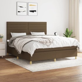 Cama box spring con colchón tela marrón oscuro 160x200 cm de , Camas y somieres - Ref: Foro24-3142428, Precio: 515,93 €, Desc...