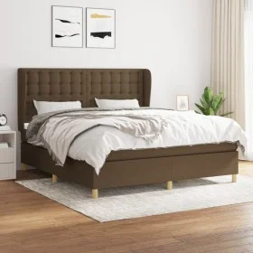 Box spring bed with dark brown fabric mattress 160x200 cm by , Beds and slatted bases - Ref: Foro24-3128856, Price: 554,29 €,...
