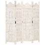 Biombo 4 paneles tallado a mano madera mango blanco 160x165 cm de , Divisores de ambientes - Ref: Foro24-285319, Precio: 234,...