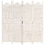 Biombo 4 paneles tallado a mano madera mango blanco 160x165 cm de , Divisores de ambientes - Ref: Foro24-285319, Precio: 234,...